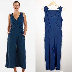 Title Nine Women’s Size Small Round Trip Sleeveless Wide Leg Jumpsuit Blue